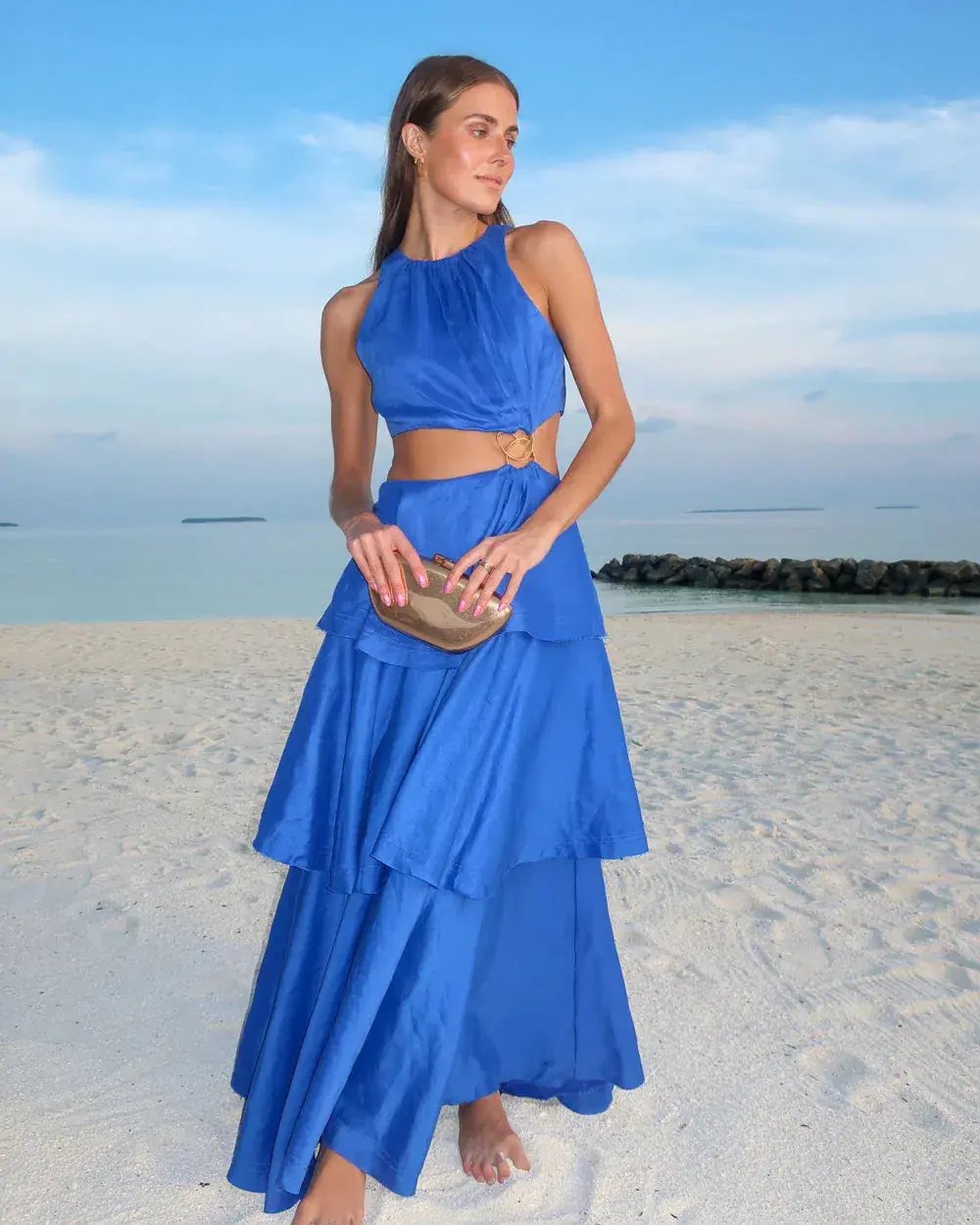 Aje Wave Cut Out Ring Midi Dress Blue Size 12 / L photo 2