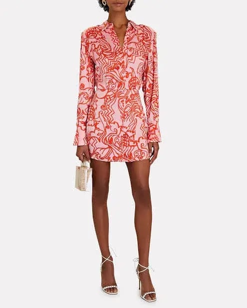Alexis Vermillion Silk Shirt Mini Dress Size 6 photo 3
