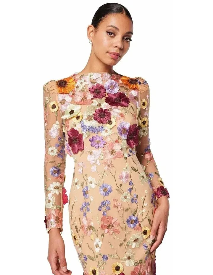 Elliatt Shannon 3D Floral Midi Dress In Pink Size 8 photo 4