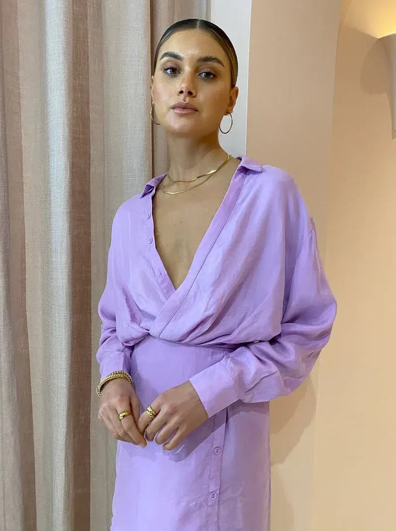 Sovere Encore Mini Shirt Dress Frosted Lilac Size M / Au 10 photo 2