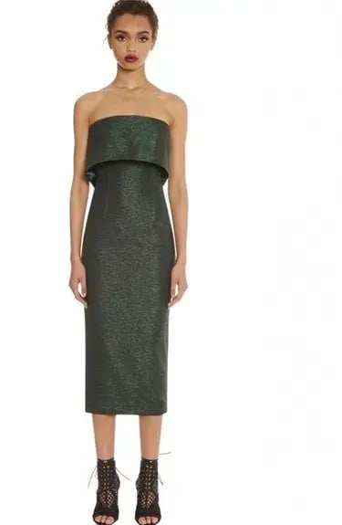 AQAQ Ripple Midi Dress Green Size 12 photo 3