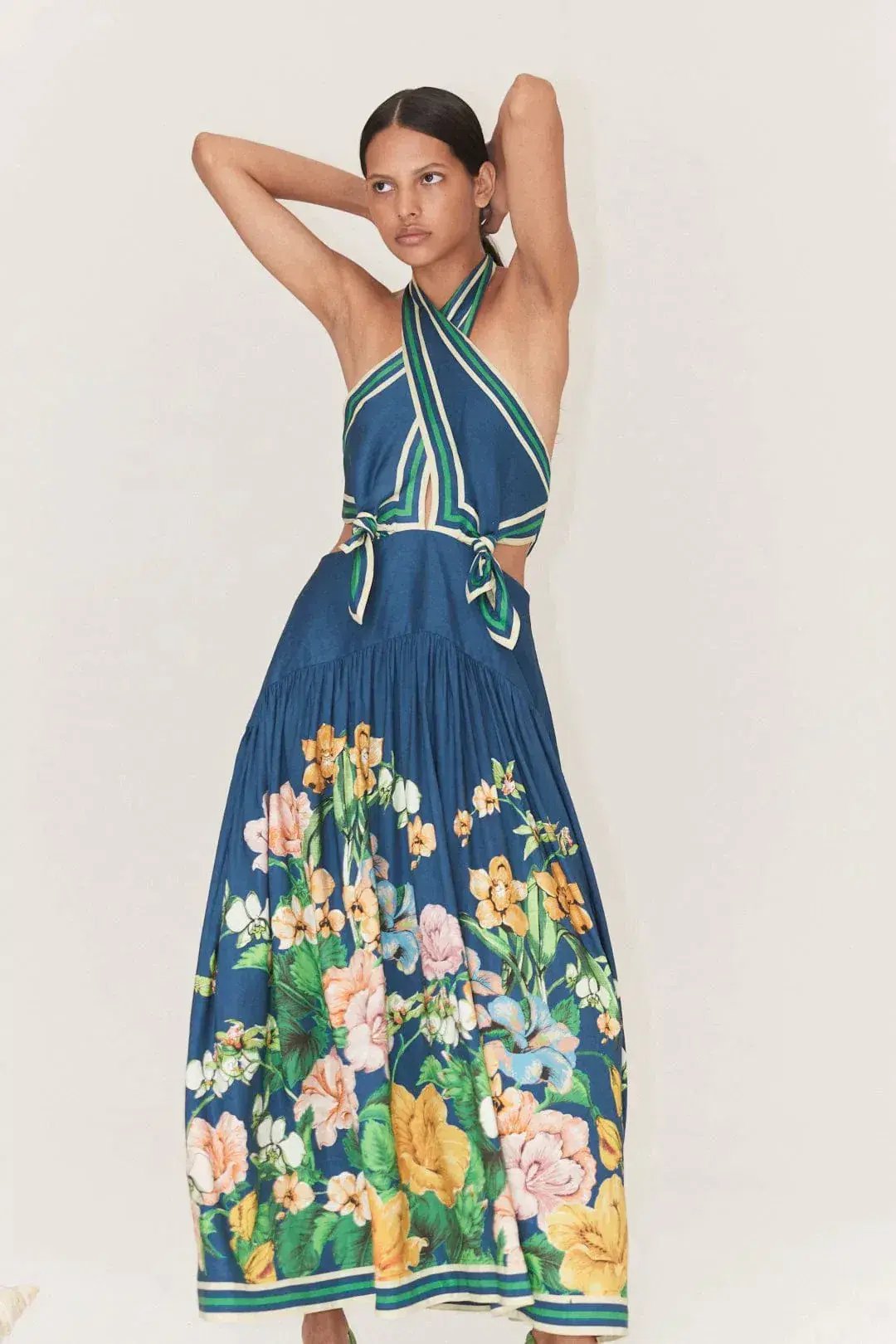 Alemais - Lyla Halter Midi Dress Blue - Size 10 photo 4