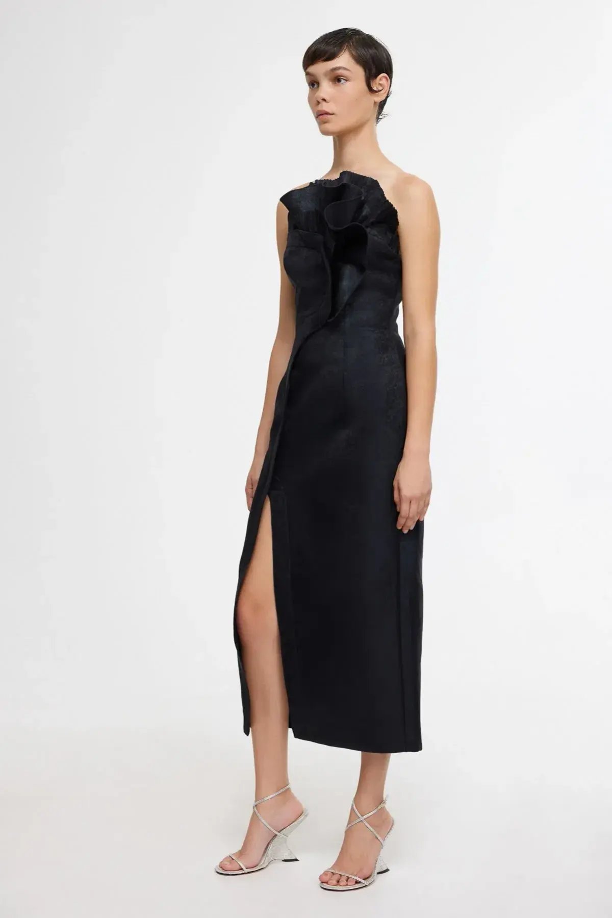 Acler Webster Midi Dress in Black Metallic Size AU 12 photo 3