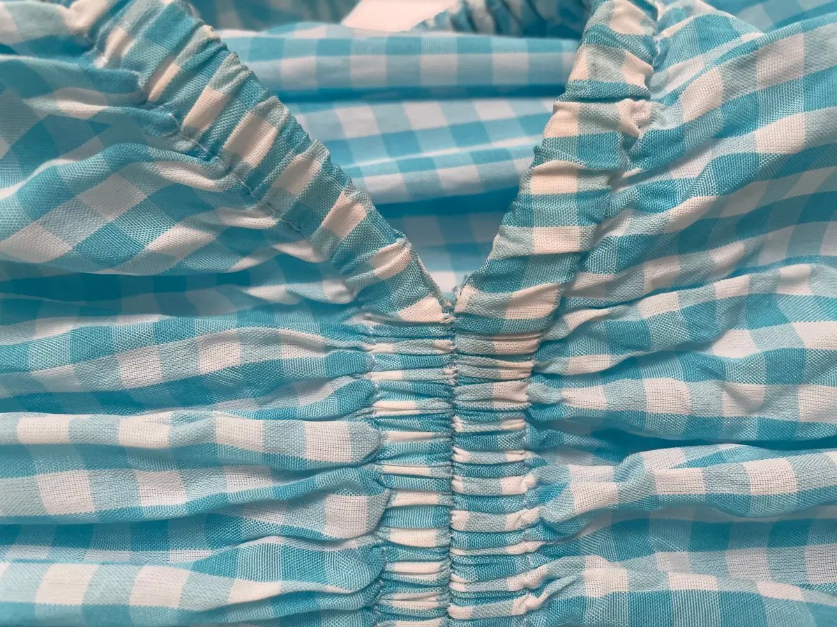Scanlan Theodore Gingham Cutout Dress in Blue Size 8 photo 5