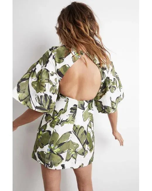 AJE - RARE - Oasis Cut Out Mini Dress Olive Leaf - Size 10 photo 2