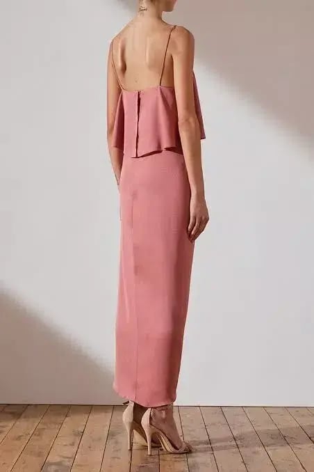 Shona Joy Luxe Cocktail Frill Satin Slip Bridesmaid Dress Rose Pink Size 10 photo 4