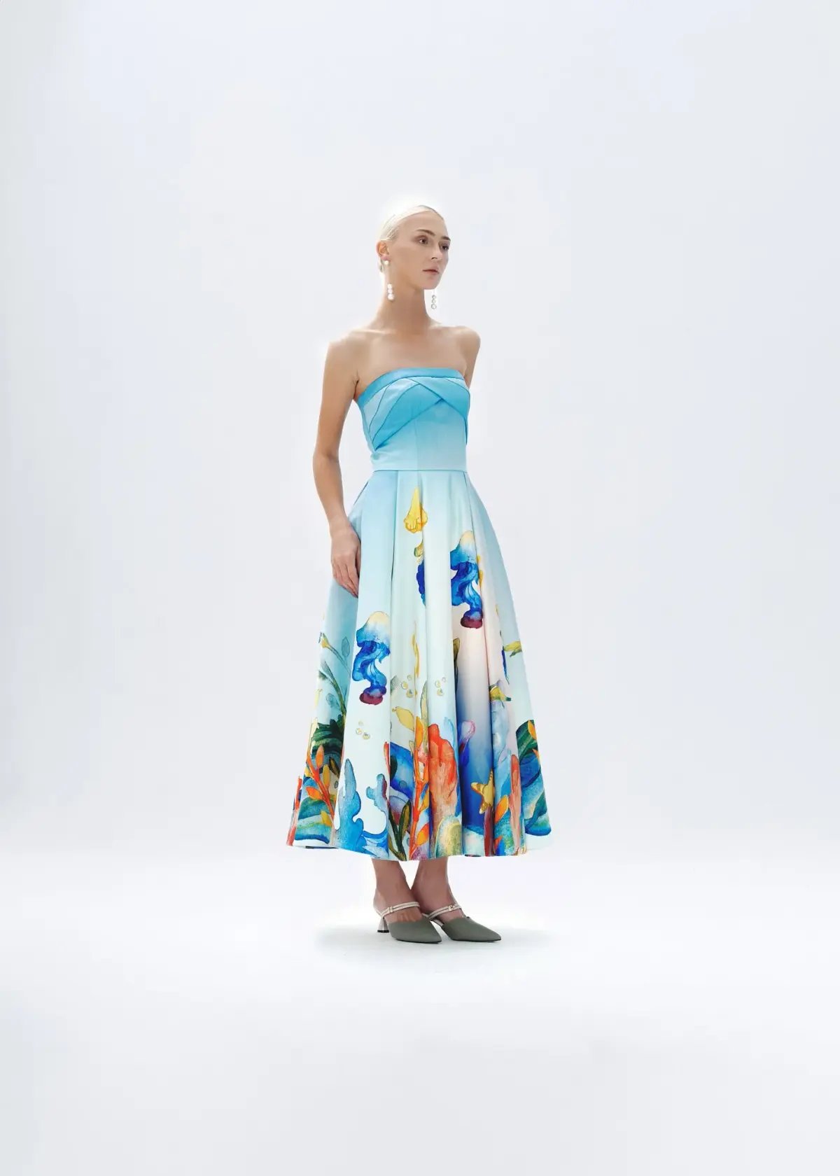 Justin Tong Aquarelle Midi Dress Multi Size 14 photo 4