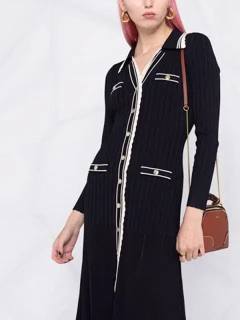 Sandro Paris Alexandrine Ribbed Knit Shirtdress Size 40 / AU 10 photo 5