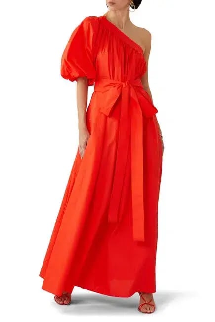 Oroton One Shoulder Dress True Red Size 10 photo 4