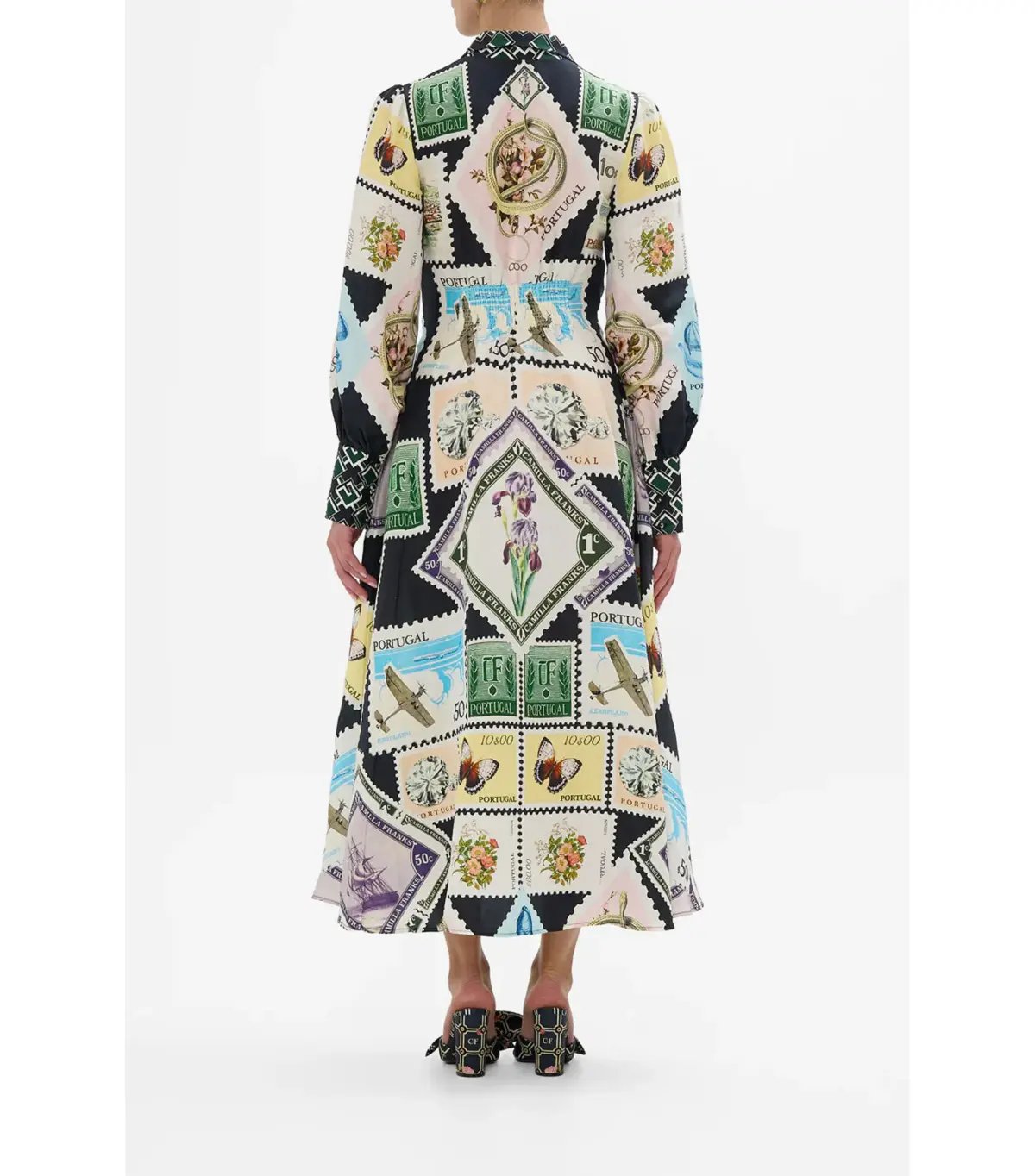 Camilla My Porto Pen Pal Waist Tie Midi Shirt Dress Multi Size AU 10 photo 2