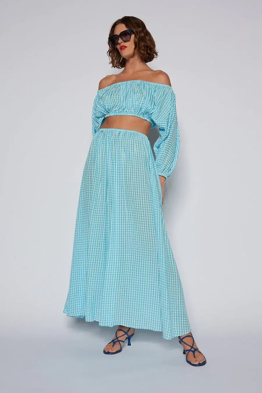 Scanlan Theodore Gingham Cutout Dress in Blue Size 8 photo 3