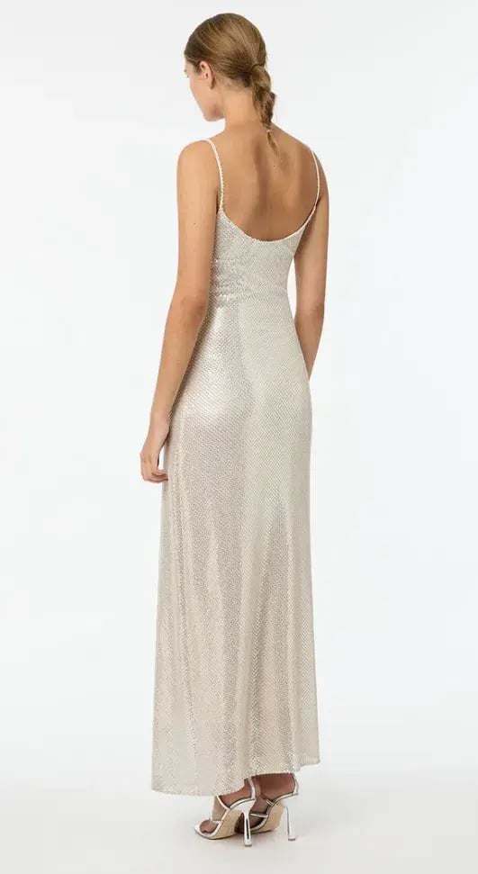 Manning Cartell High Voltage Slip Maxi Dress Nude Silver Size 6 photo 3