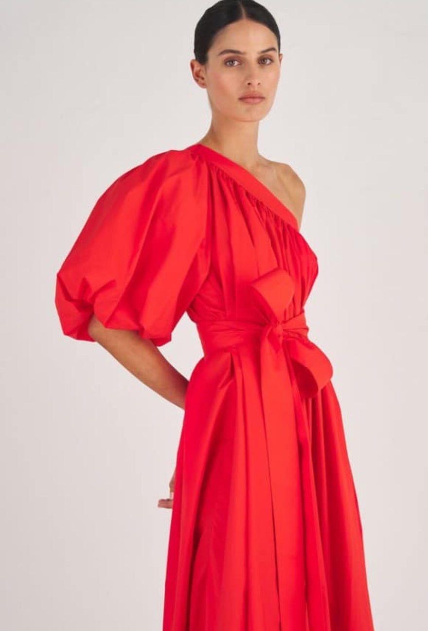 Oroton One Shoulder Dress In True Red photo 3