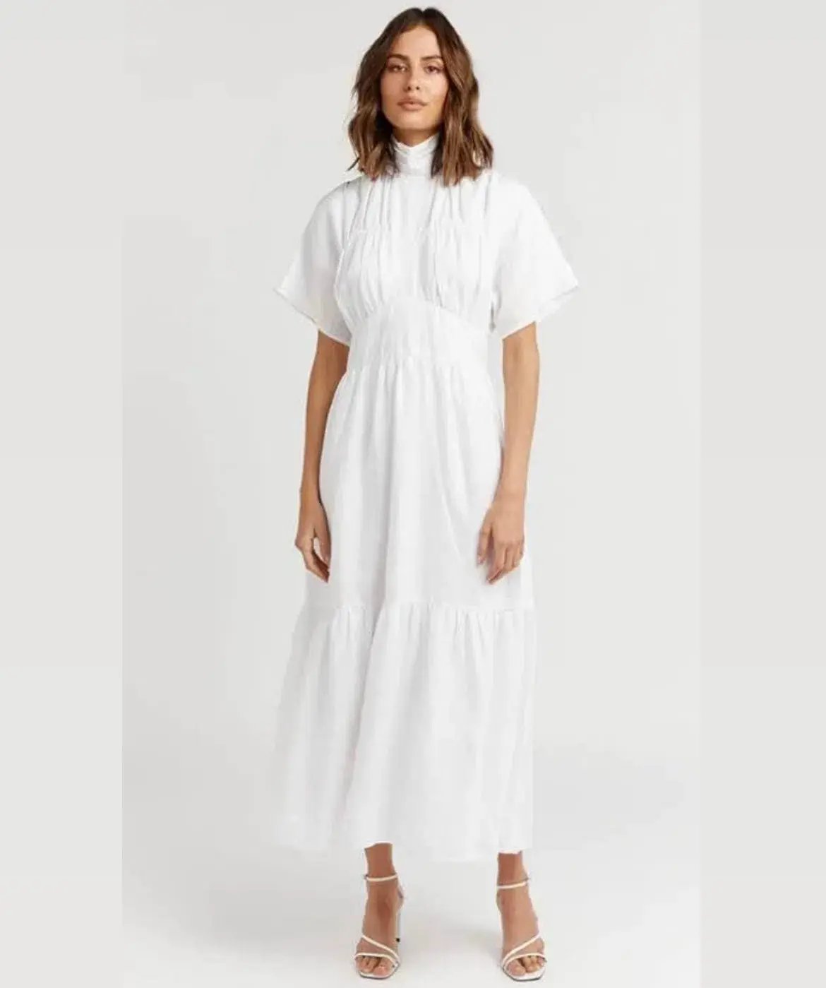 Dissh Elise Linen Midi Dress White Size 16 photo 3