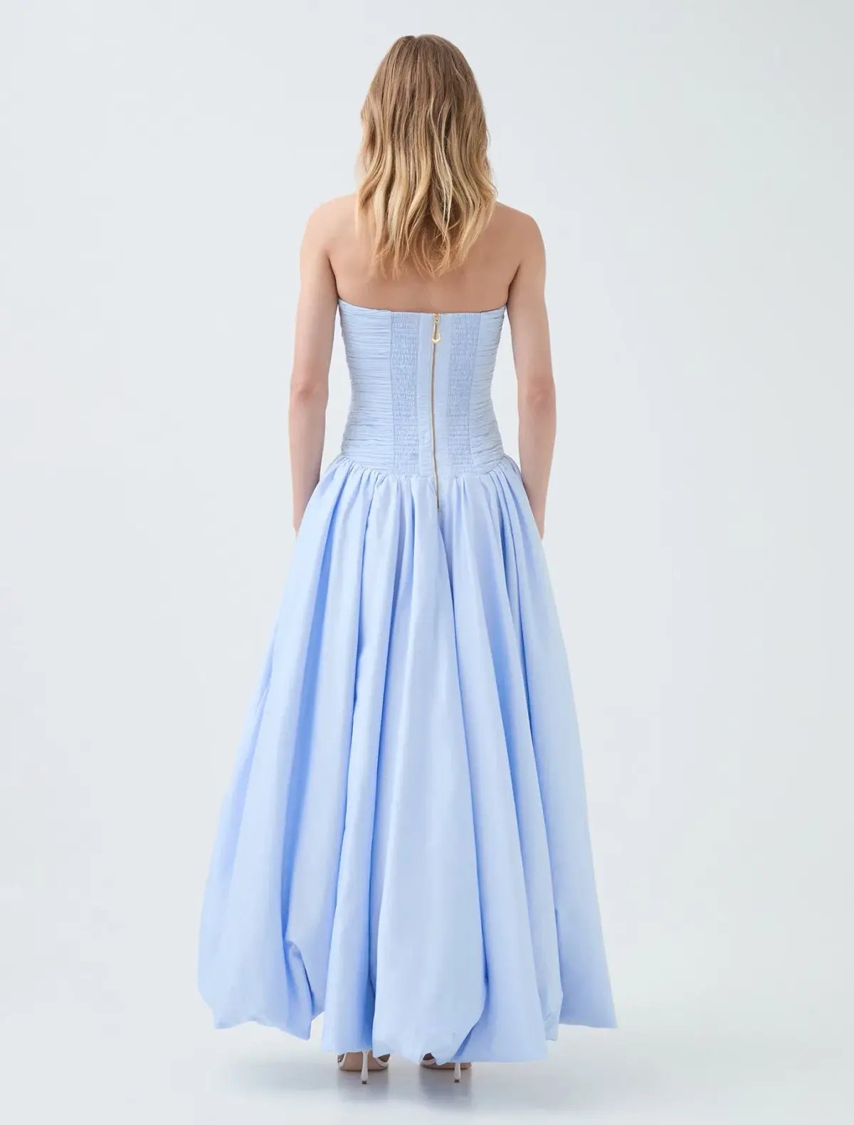 Aje Violette Bubble Hem Maxi Dress in Pearl Blue Size 12 photo 2
