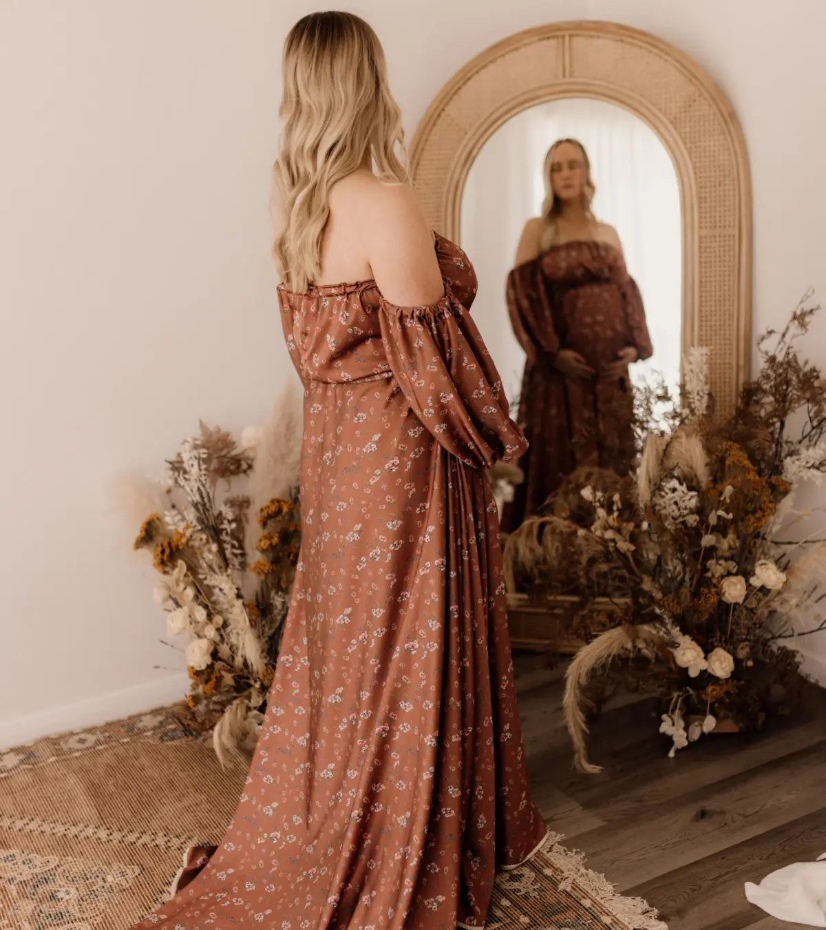 We Are Reclamation Autumn Meadow Satin Gown Floral One Size photo 2