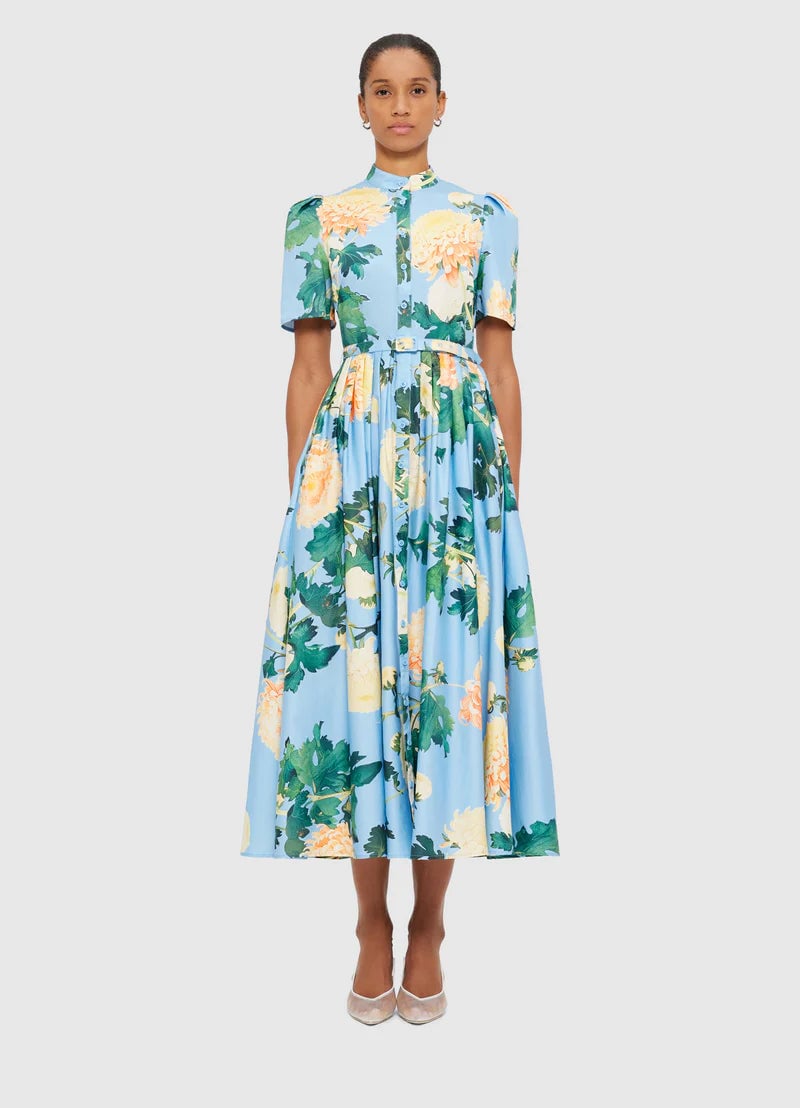 Leo Lin Bianca Short Sleeve Midi Dress - Hydrangea in Cornflower Blue photo 4