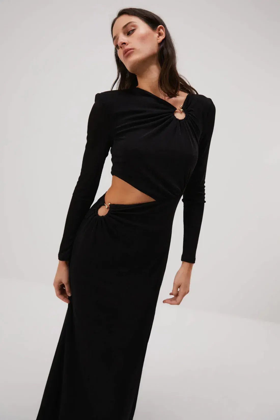 Misha Akarai Slinky Jersey Gown Black Size 6 photo 3