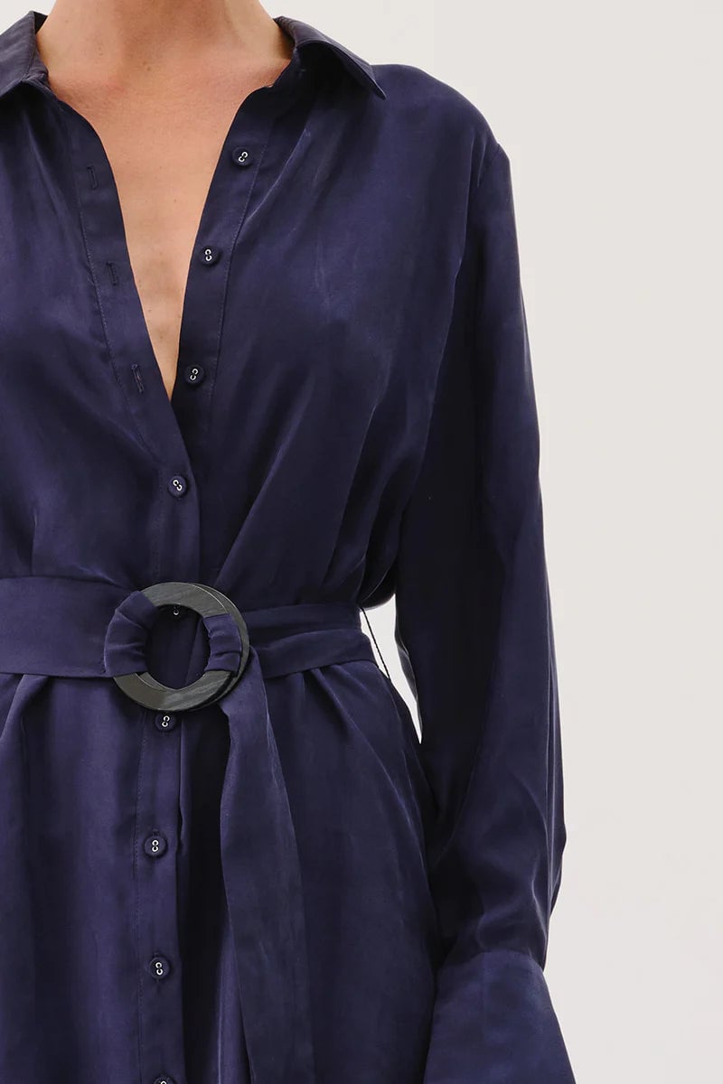 SUBOO JASPER MINI SHIRT DRESS - NAVY photo 4