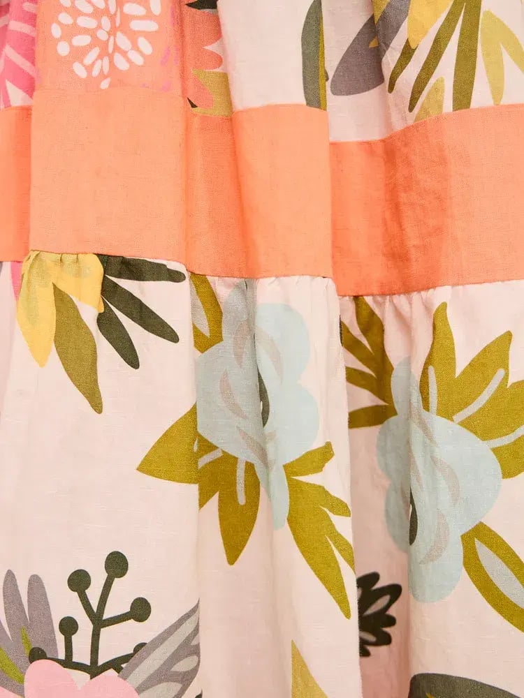 By Nicola Monet Tiered Maxi Dress In Potpourri/Melon Size 10 photo 10