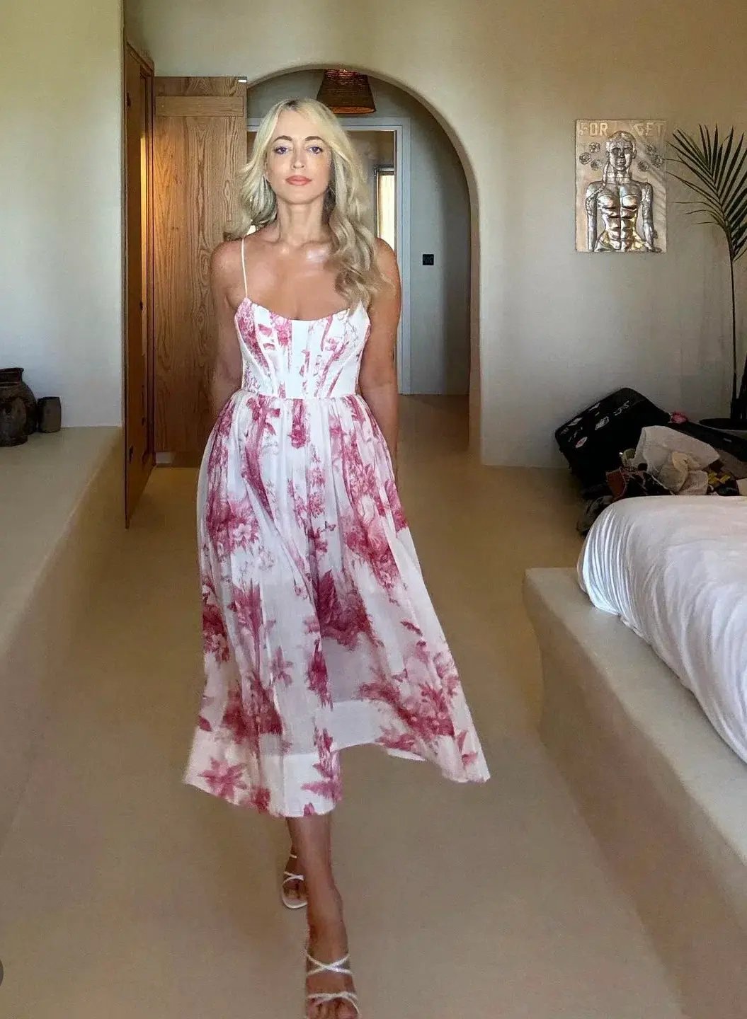 Zimmermann Waverly Corset Midi Dress in Pink Palm Size 0 / AU 8 photo 2