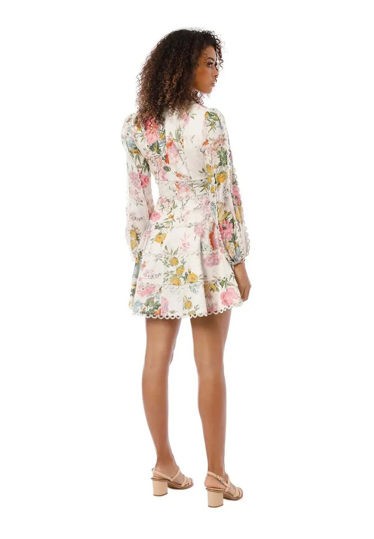Zimmermann Heathers Flounce Mini Dress Garden Floral Size 2 / Au 12 photo 4