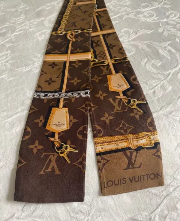 Louis Vuitton Silk Monogram Confidential Bandeau Scarf Brown photo 2