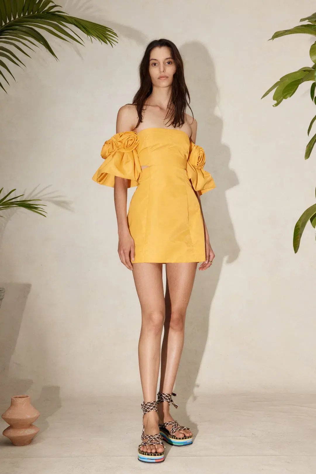Alemais Macie Rosette Mini Dress in Saffron Yellow Size 10 photo 8