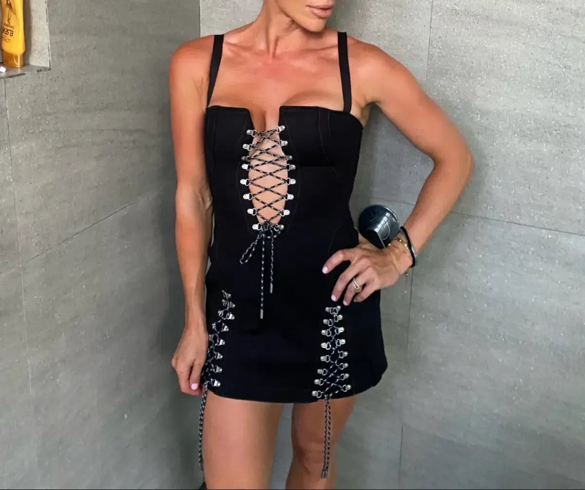 Dion Lee Hiking Laced Mini Dress Black Size 10 photo 2