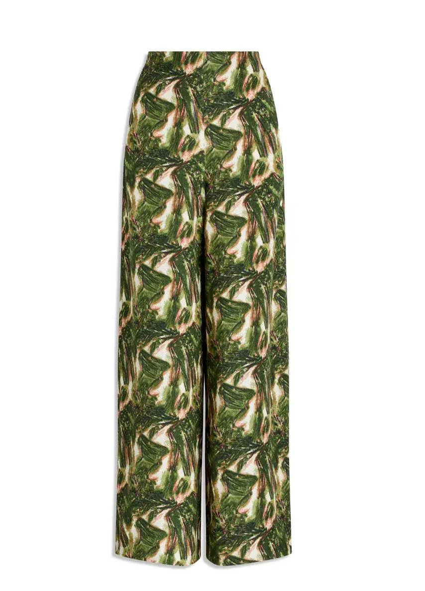Scanlan Theodore Italian Printed Linen Bralette in Size 10 & Trouser in Size 8 Set Khaki photo 5