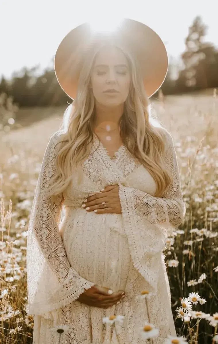 Coven & Co Boho Maternity Pirate Queen Gown Cream  Size L / AU 14 photo 7
