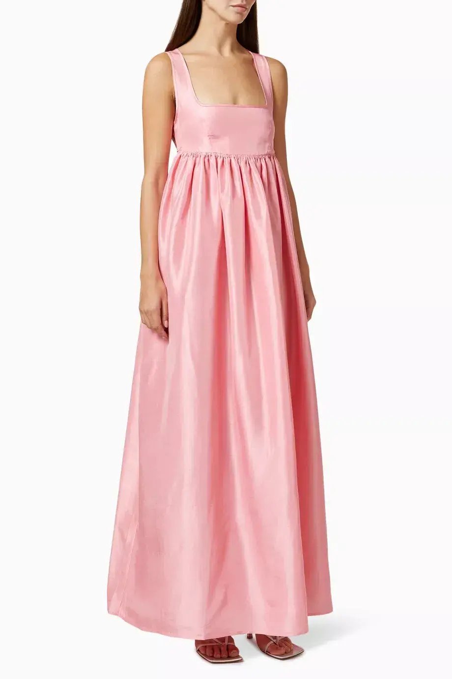 OROTON Strappy Open Back Poplin Maxi Sundress in Pink Strawberry Size 14 photo 5
