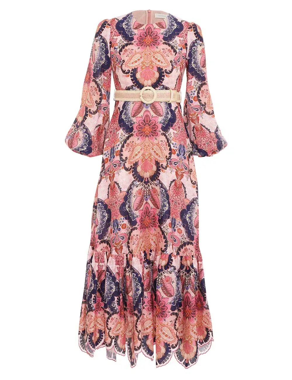 Zimmermann The Laurel Billow Emb Midi Dress in Navy Baroque Floral Size 2 /Au 12 photo 4