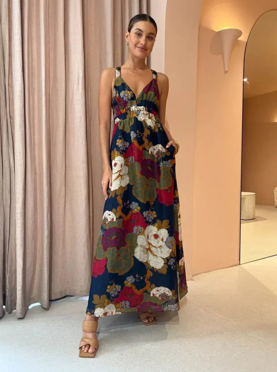 SIR THE LABEL BONITA V NECK GOWN FLORAL SIZE 1/AU 8 photo 3