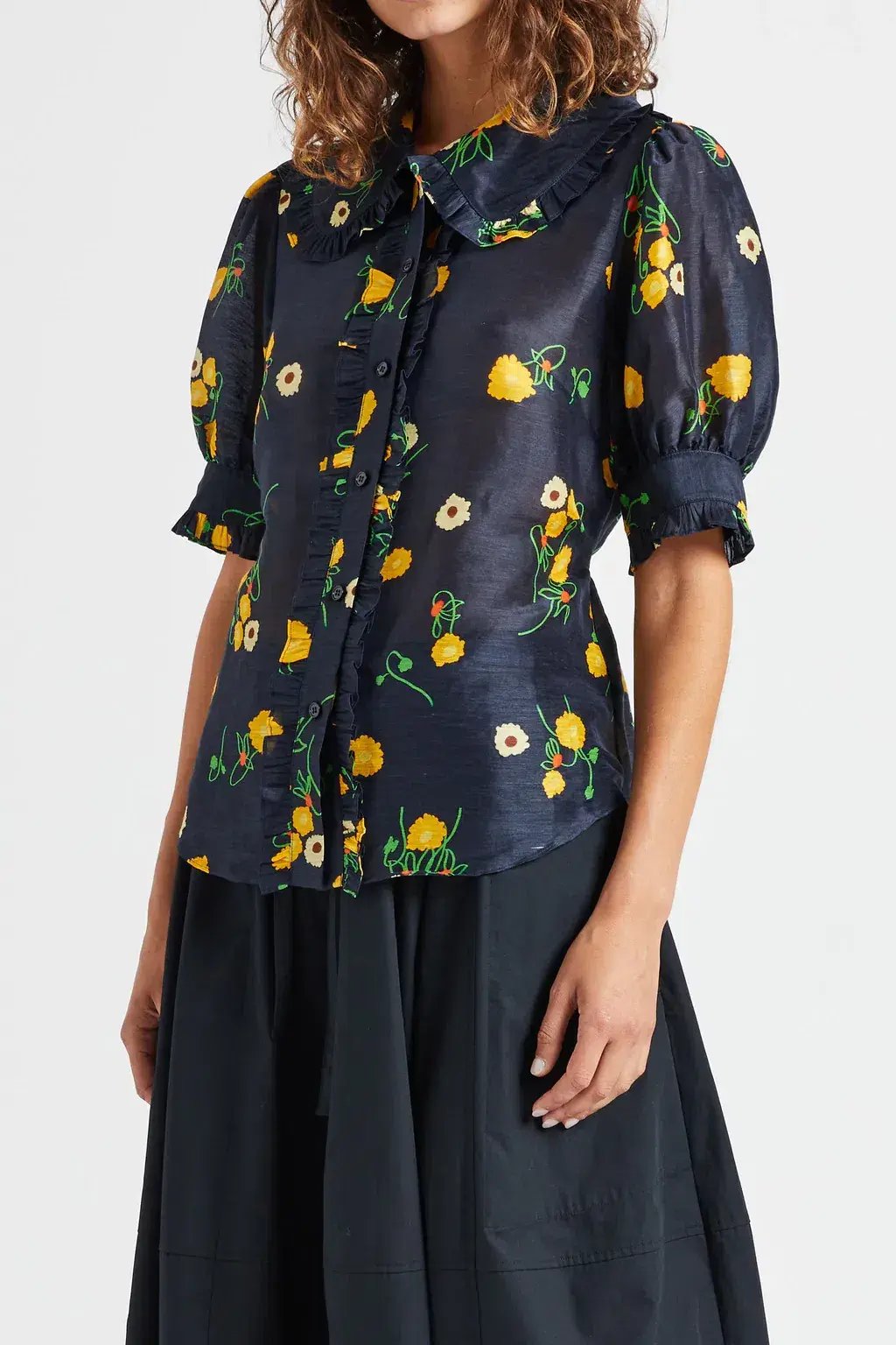 Lee Mathews Ketty Blouse in Navy Floral Size 1/Au 8 photo 3