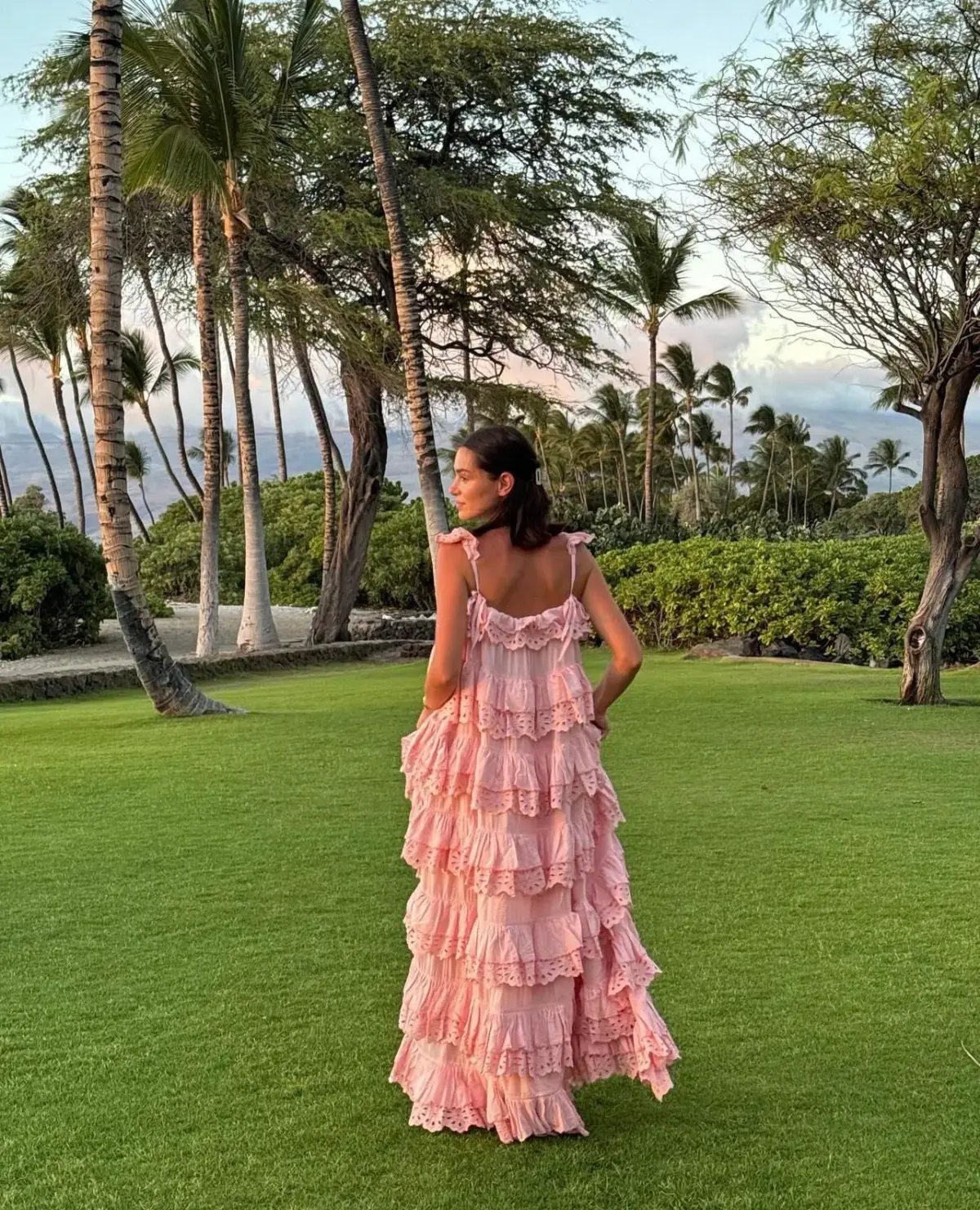 Innika Choo Schiffli Scallop Frill Maxi Dress Pink One Size photo 2