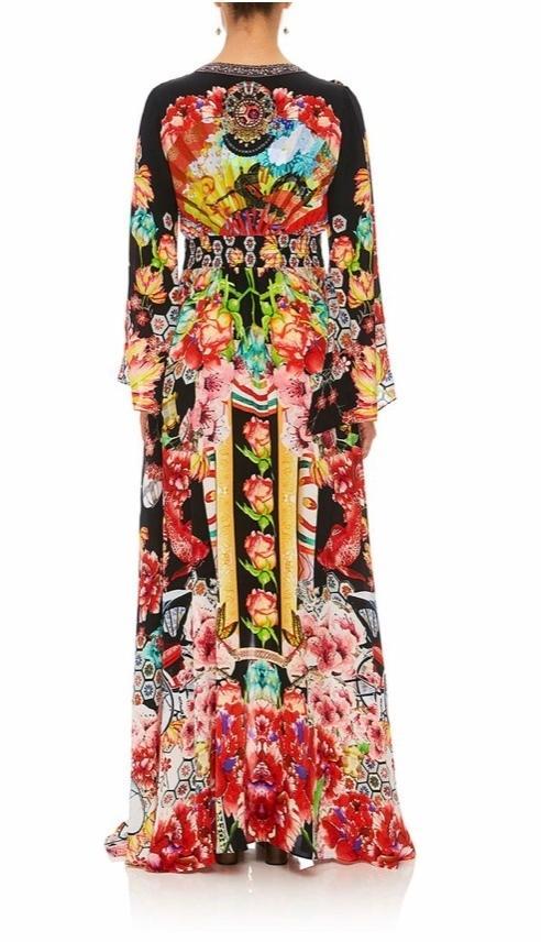 Camilla Painted Land Kimono Sleeve Dress with Shirring Detail Print Size 12 photo 2