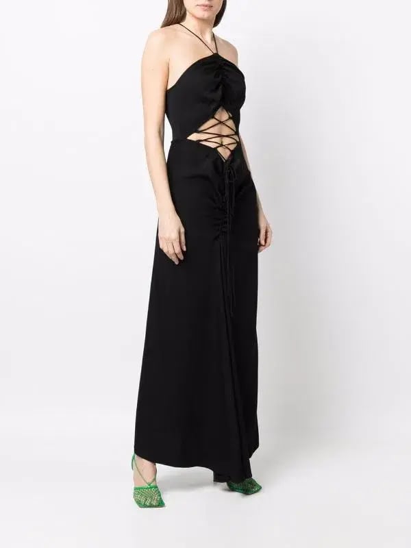Christopher Esber Lattice Waist  Tie Dress Black Size 6 photo 2