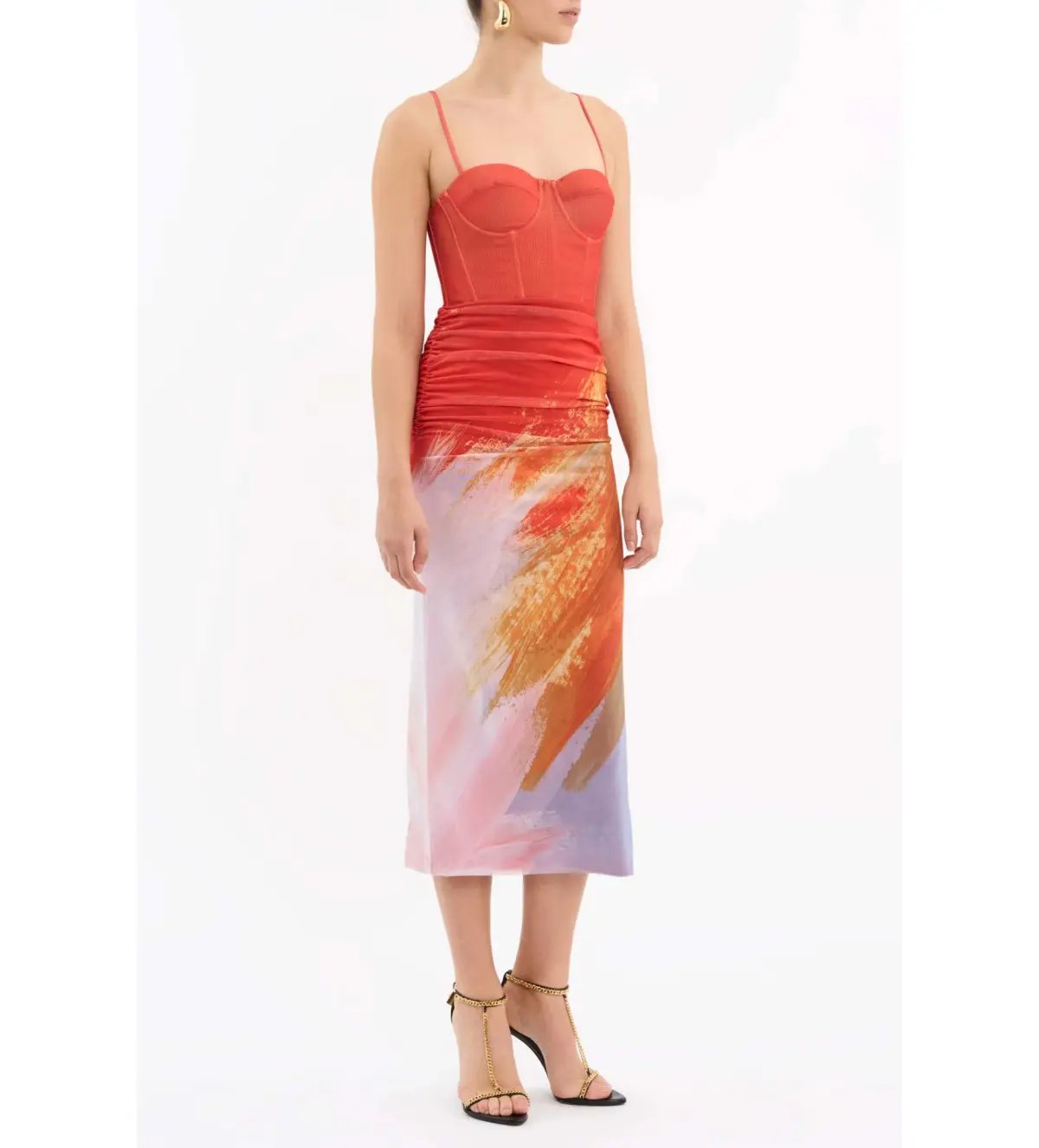 Rebecca Vallance Frida Corset Midi Dress Orange Size AU 8 photo 3