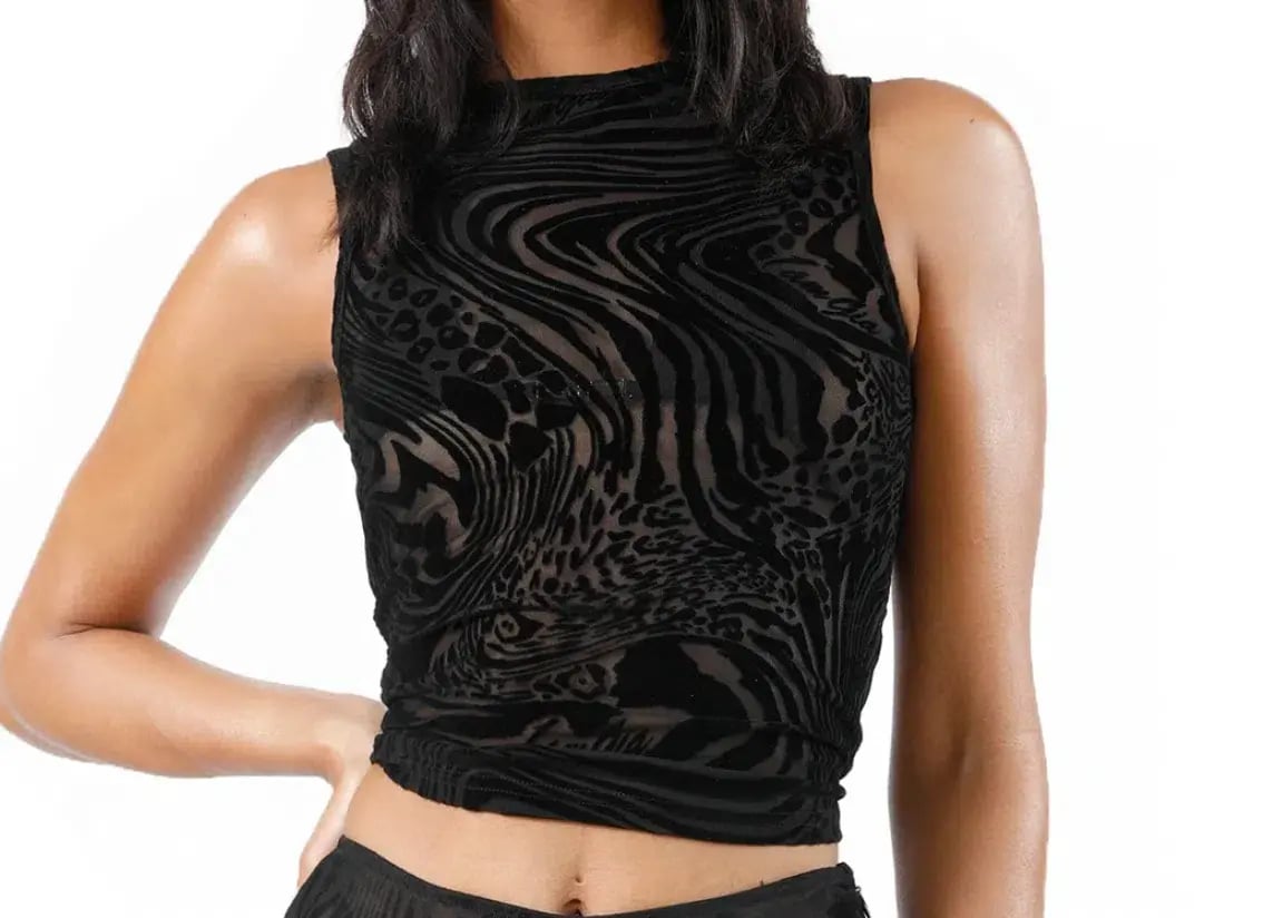 I.AM.GIA Amina Top Black Burnout Size S photo 2
