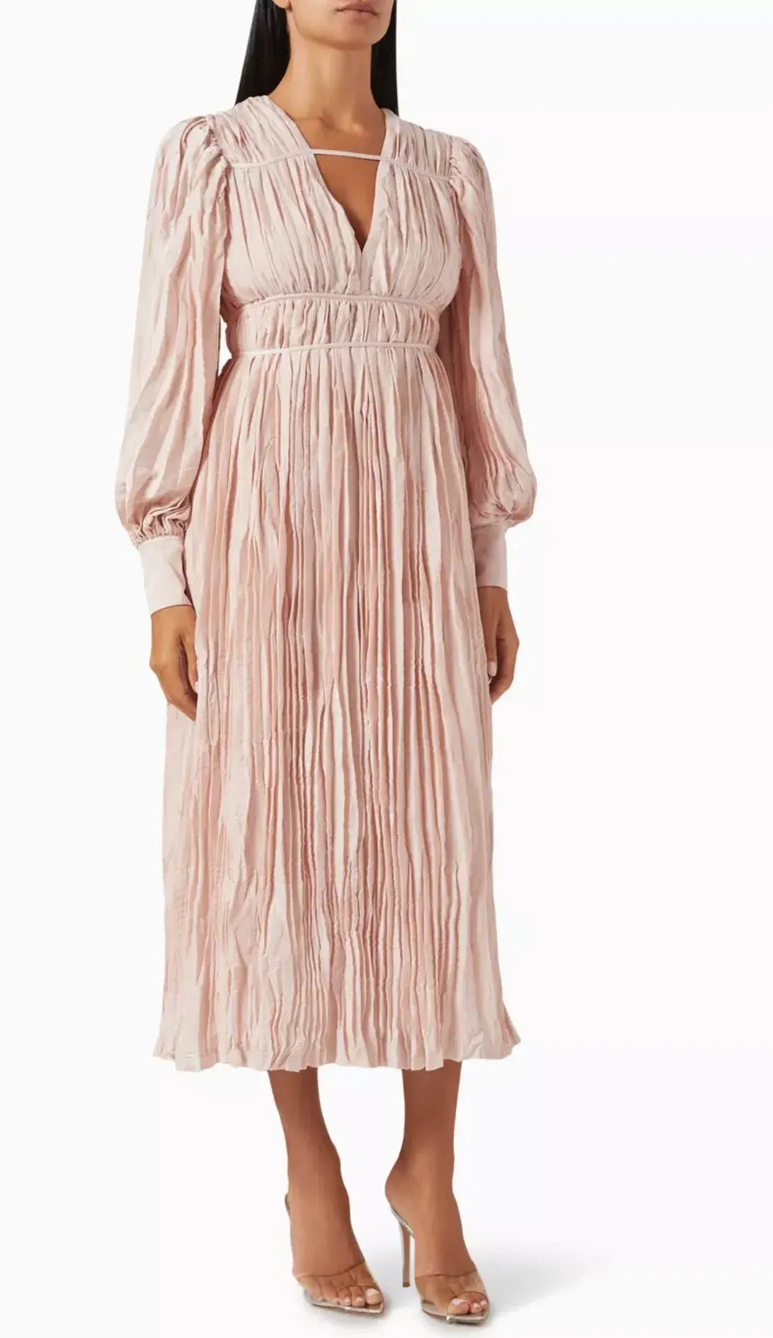 Aje Catalyst Pleated Midi Dress Blush Pink Size AU 14 photo 5