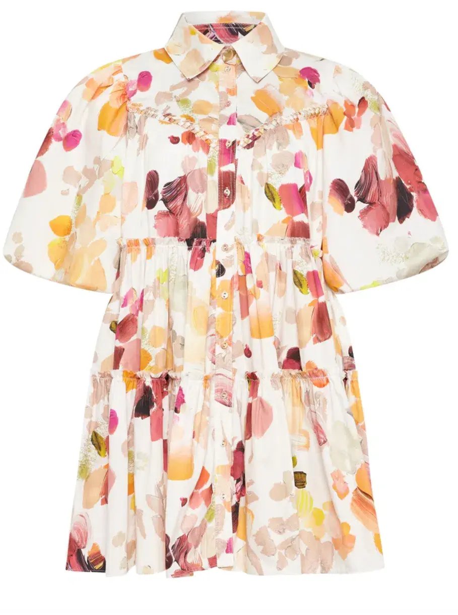 AJE Dassia Puff Sleeve Shirt Smock Dress White Size 12 photo 3