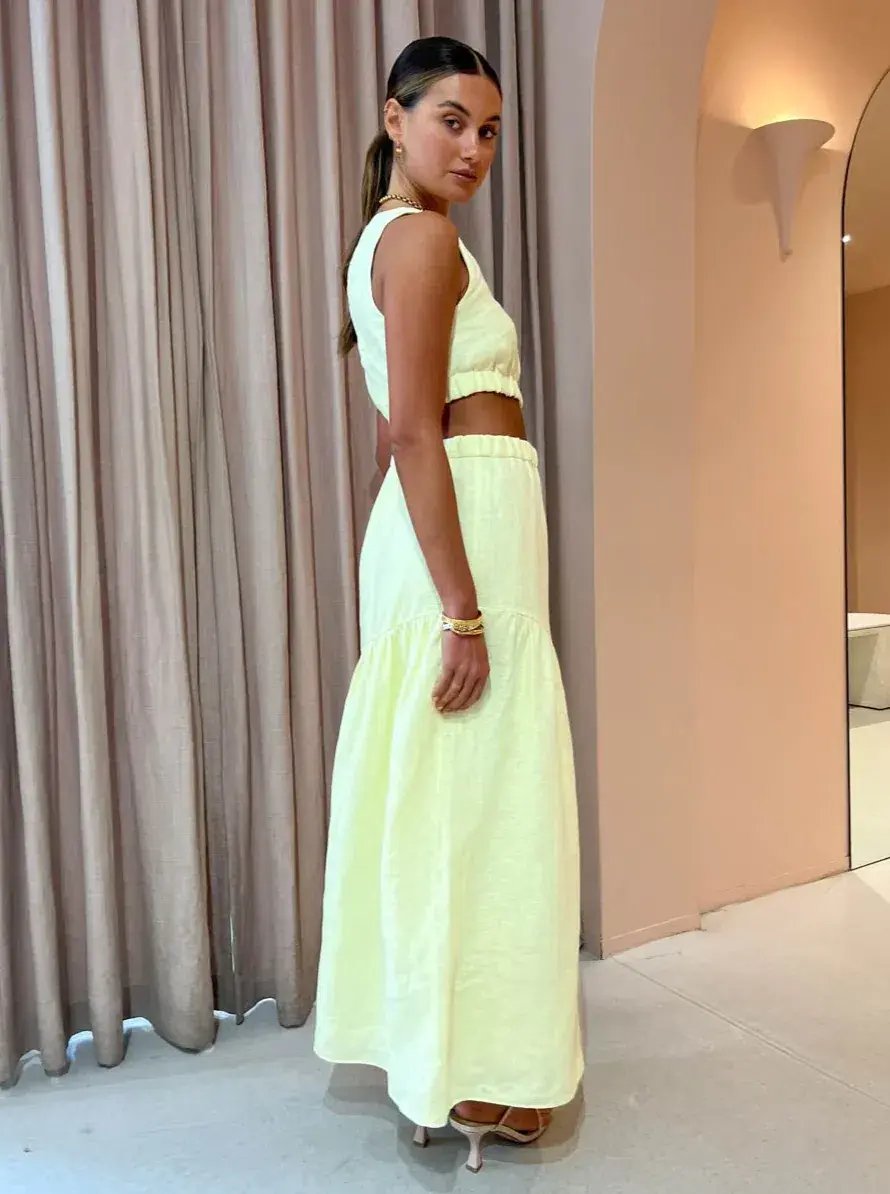 Sir the Label Francesca Asymmetrical Cut Out Dress in Butter Yellow Size 2/AU 10 photo 4