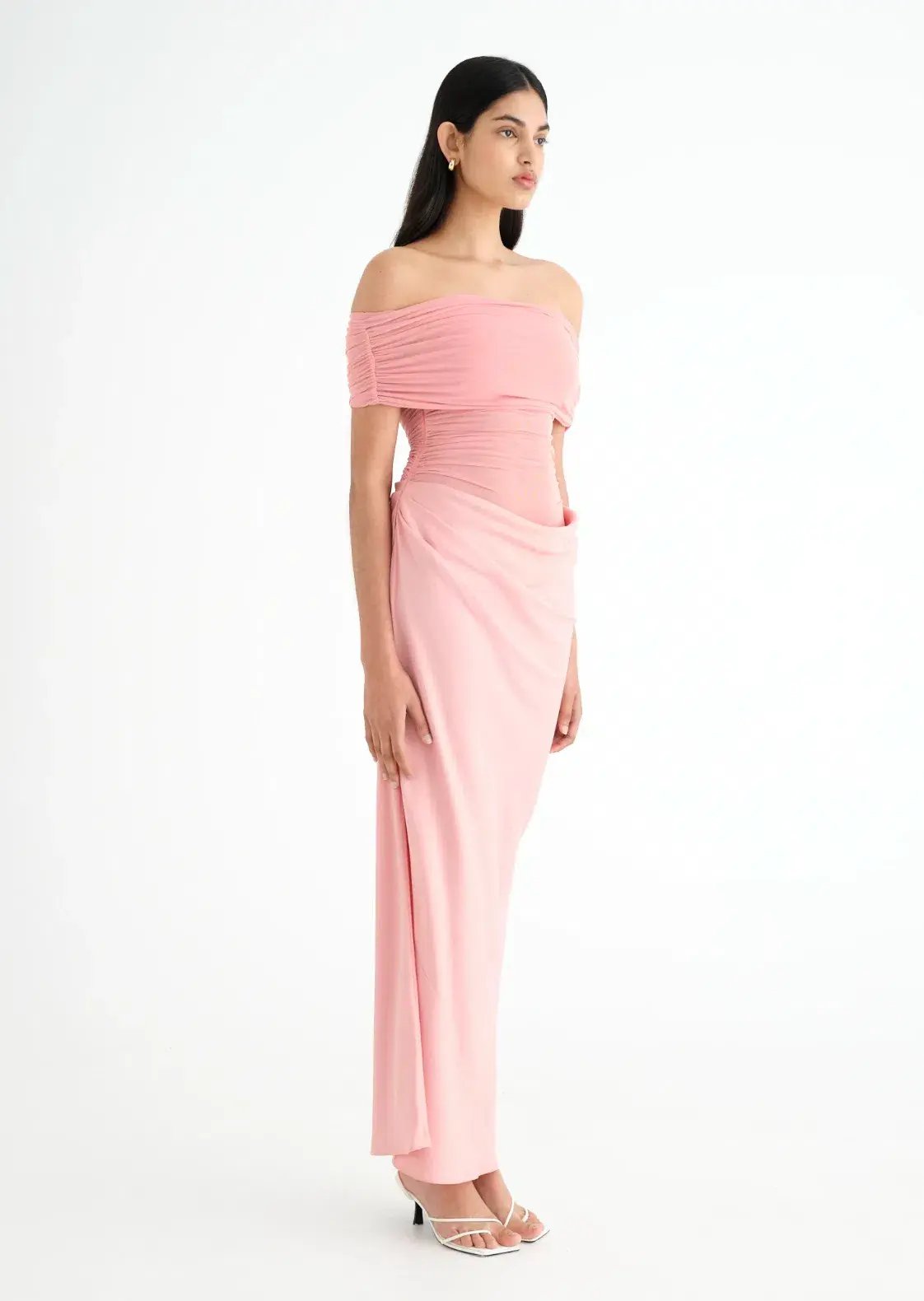 Benni Nico Off Shoulder Maxi Dress Candy Floss Size S/AU 8 photo 2