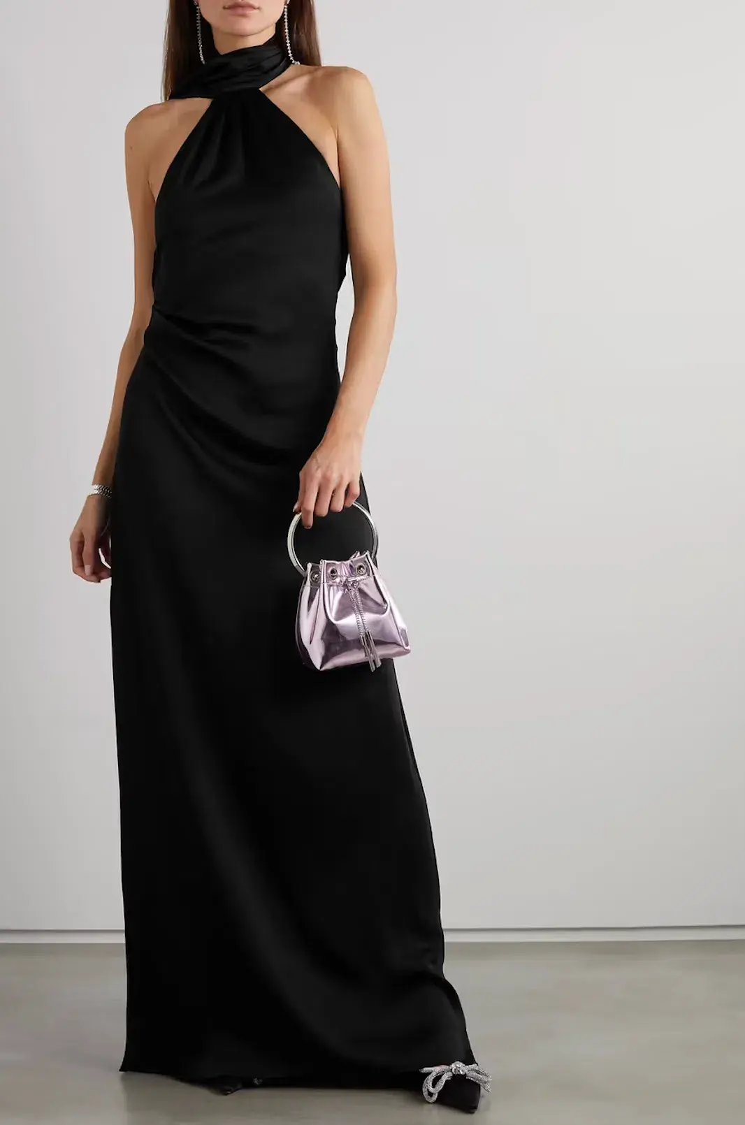 Jonathan Simkhai Vittoria Draped Satin Maxi Dress Black Size 6 photo 3