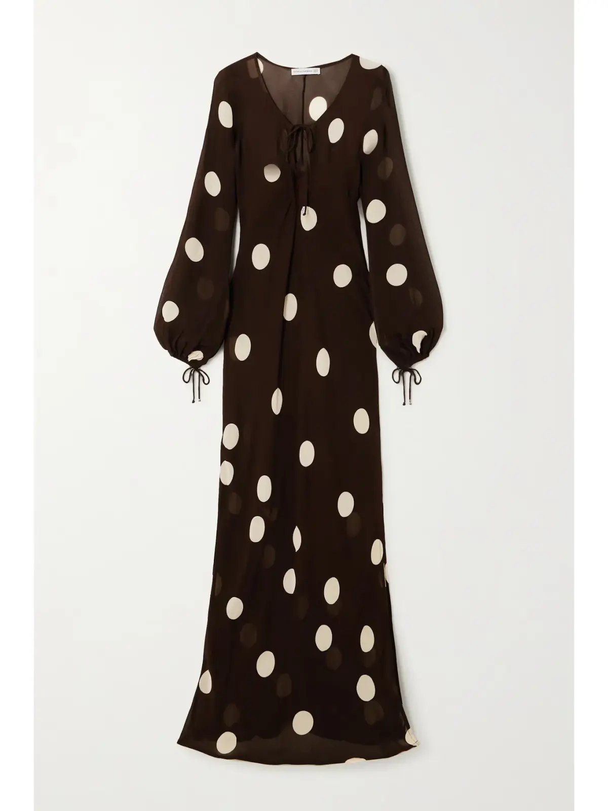 Faithfull the Brand Santos Polka Dot Georgette Maxi Dress Chocolate Size M / AU 10 photo 4
