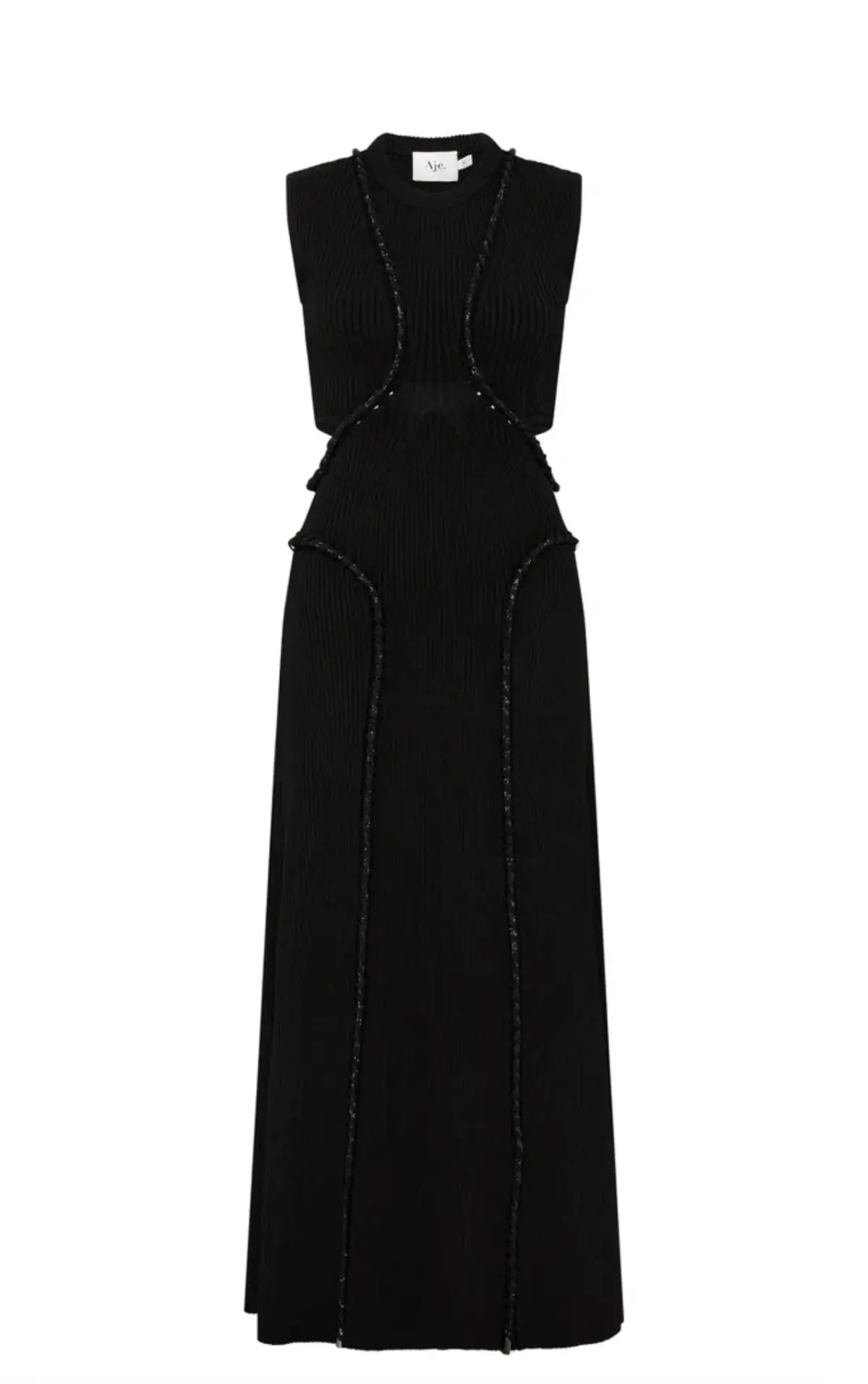 Aje Arp Cut Out Knit Midi Dress Black Size AU 12 photo 5