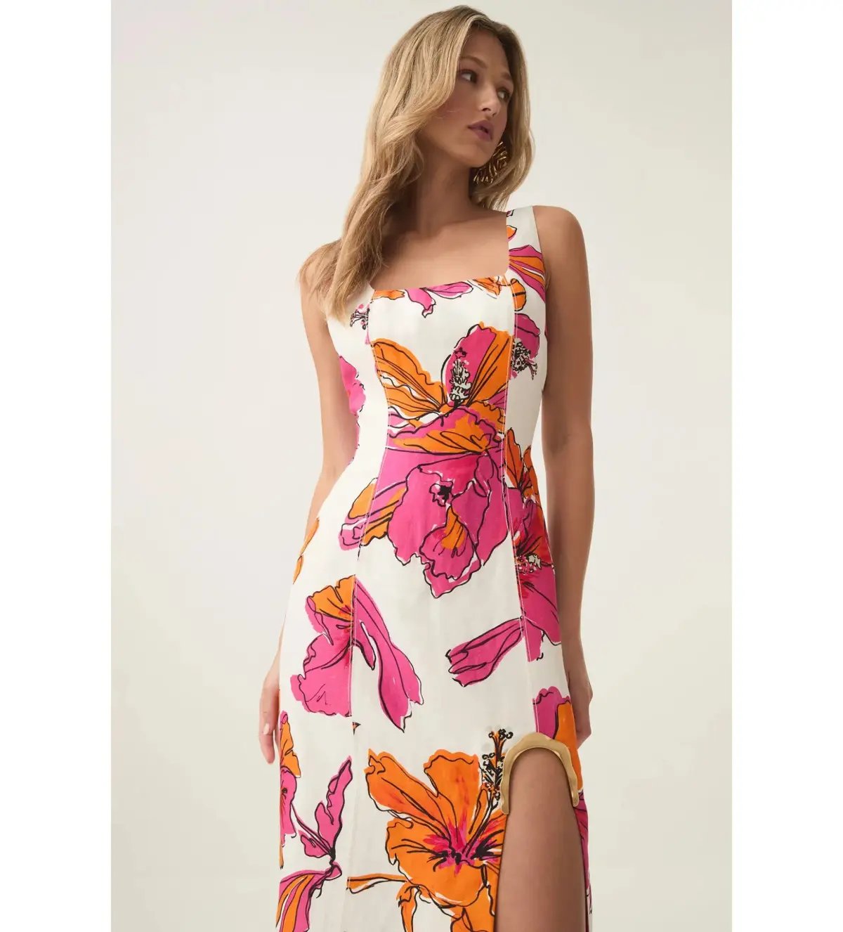 Aje Flourish Midi Dress in Vivid Hibiscus Size AU 6 photo 4
