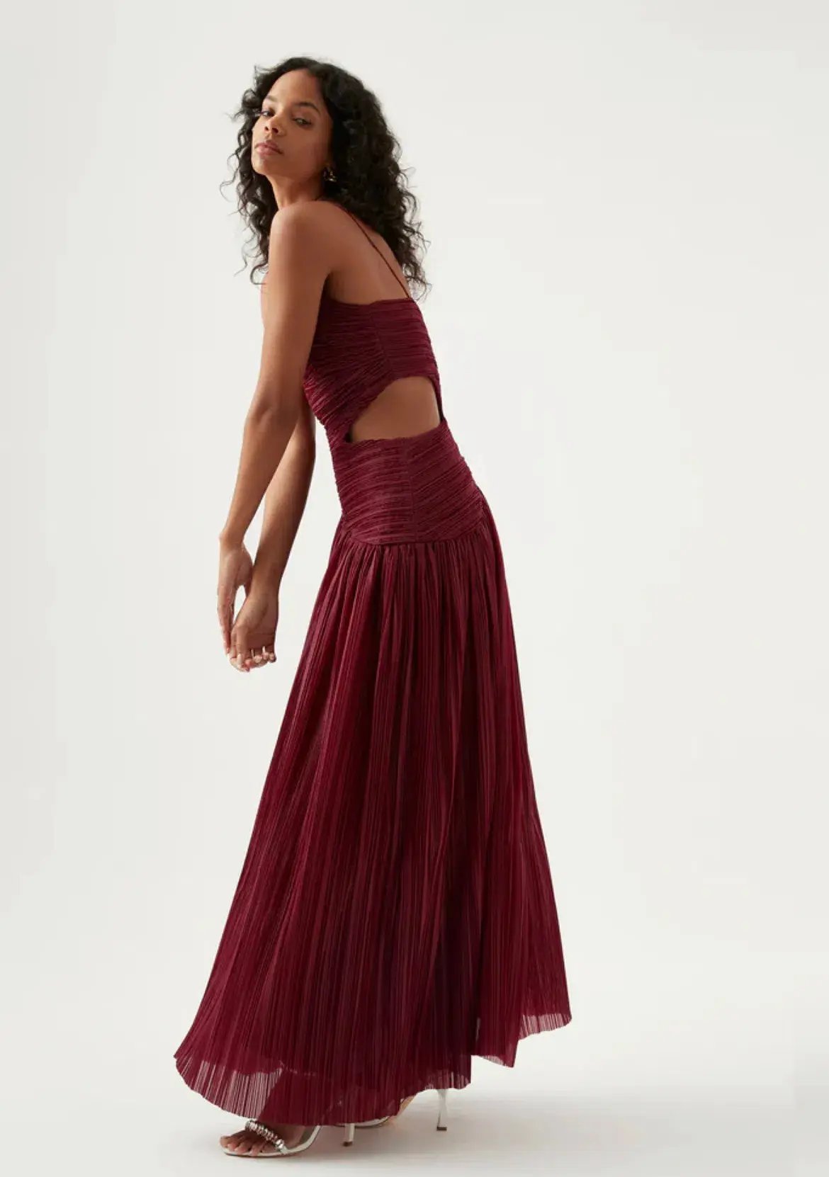 Aje Laurier Wave Maxi Dress Burgundy Size AU 6 photo 3
