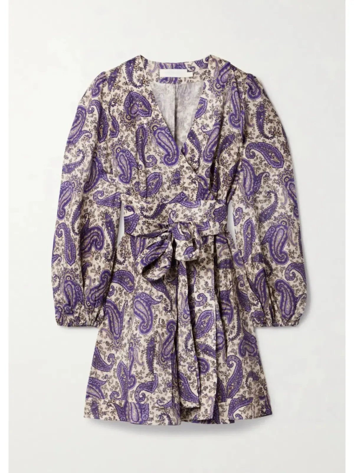 Zimmermann Devi Linen Mini Wrap Dress Paisley Print Size 1 / AU 10 photo 3